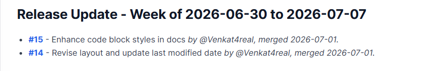 Weekly automated release notes