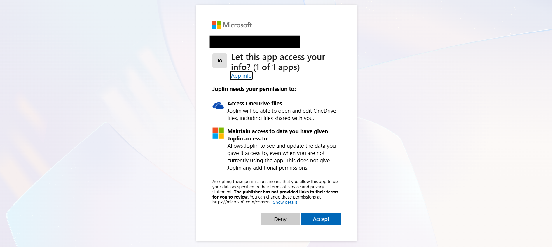 OneDrive sync permission acceptance
