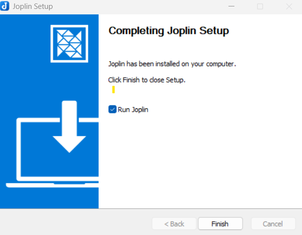 Joplin Windows installer completed